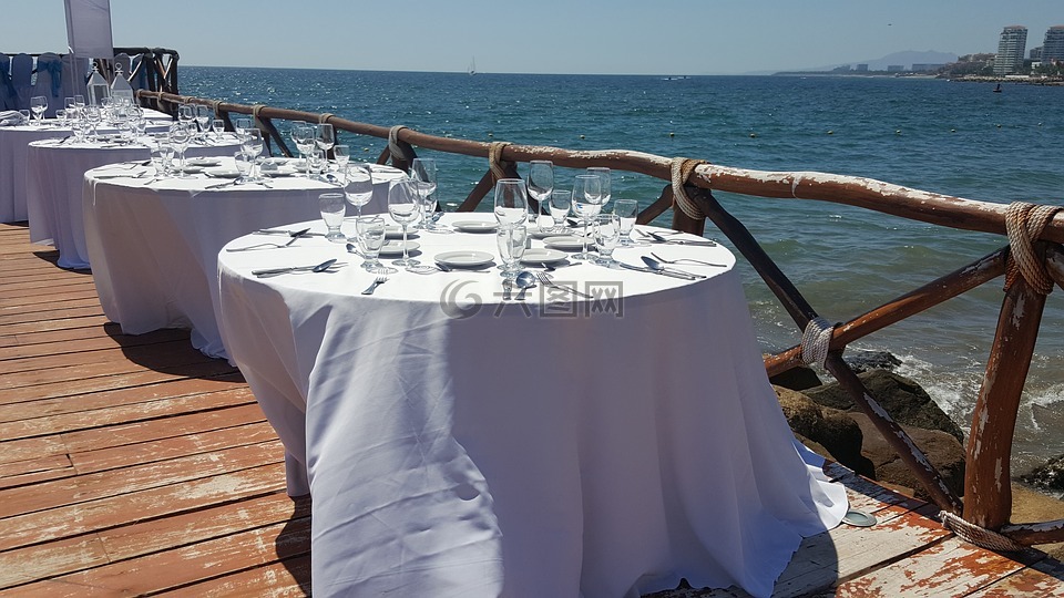 puerta墨西哥的巴亚尔塔港,海滨的婚礼,海滨餐