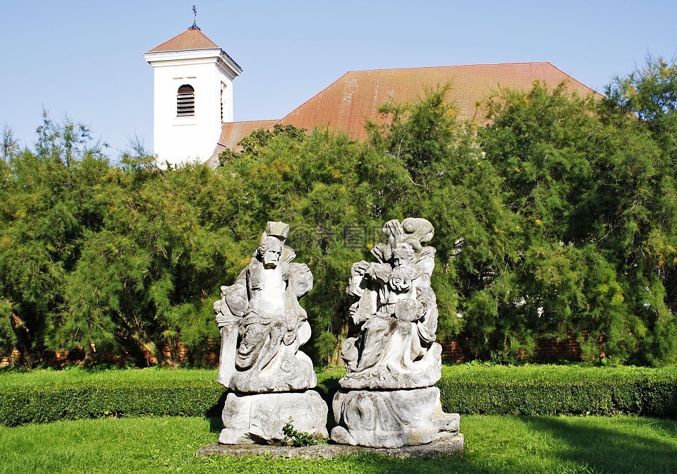 雕像,教堂,slavkov 花园