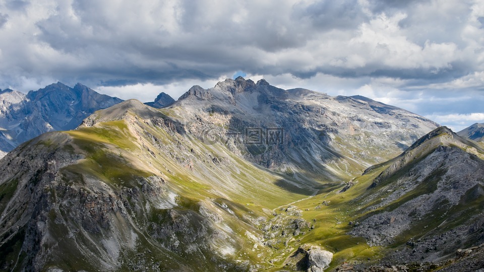 全景图,视图,山