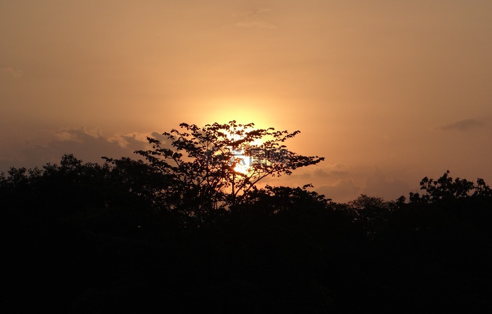 日落,夕阳,天空