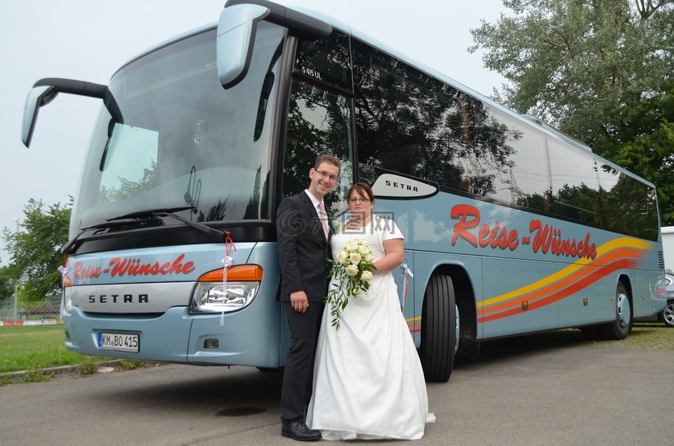 婚礼,巴士,庆祝活动
