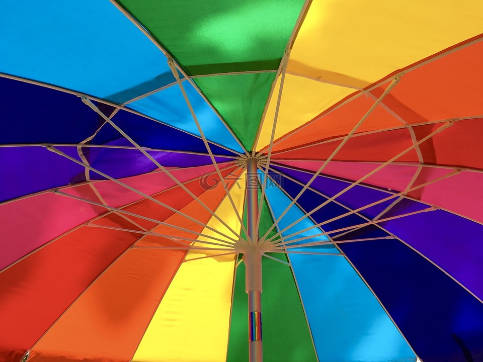 伞,彩虹,多彩