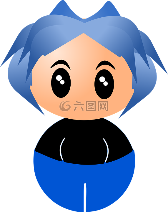 女孩,蓝色,动漫