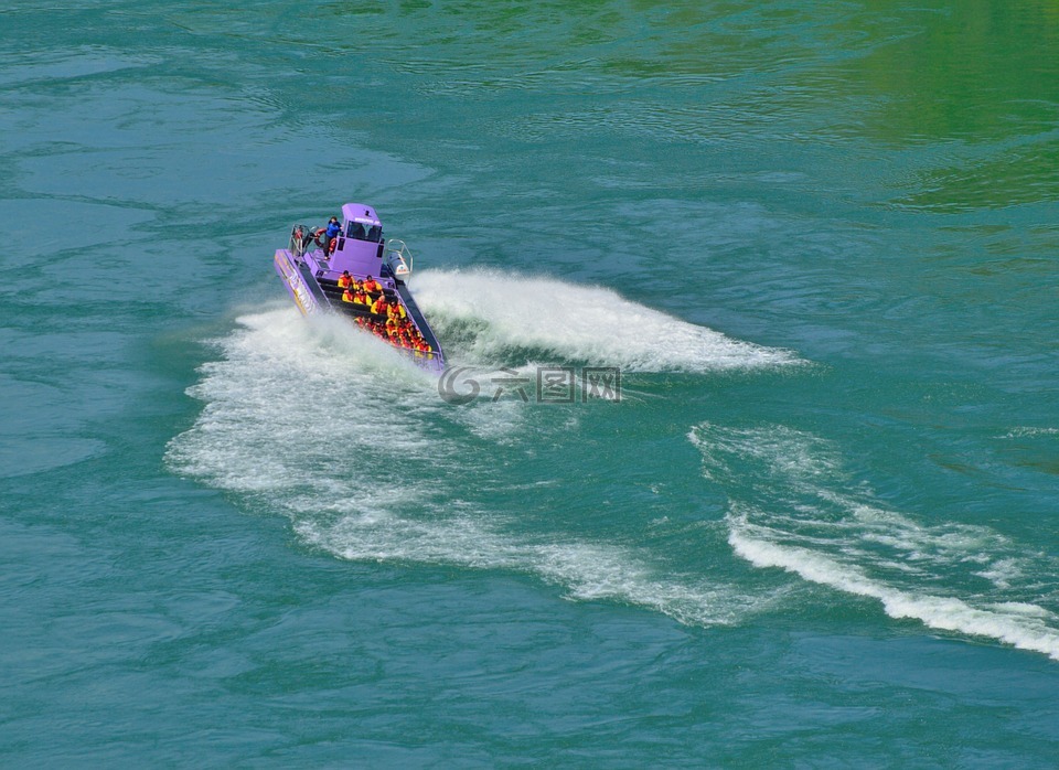 紫色的喷射艇,转,波