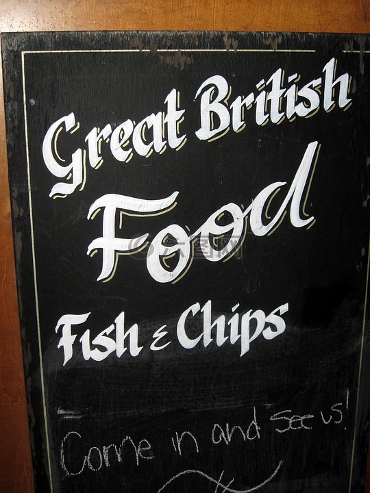 鱼和薯条,广告牌,餐厅