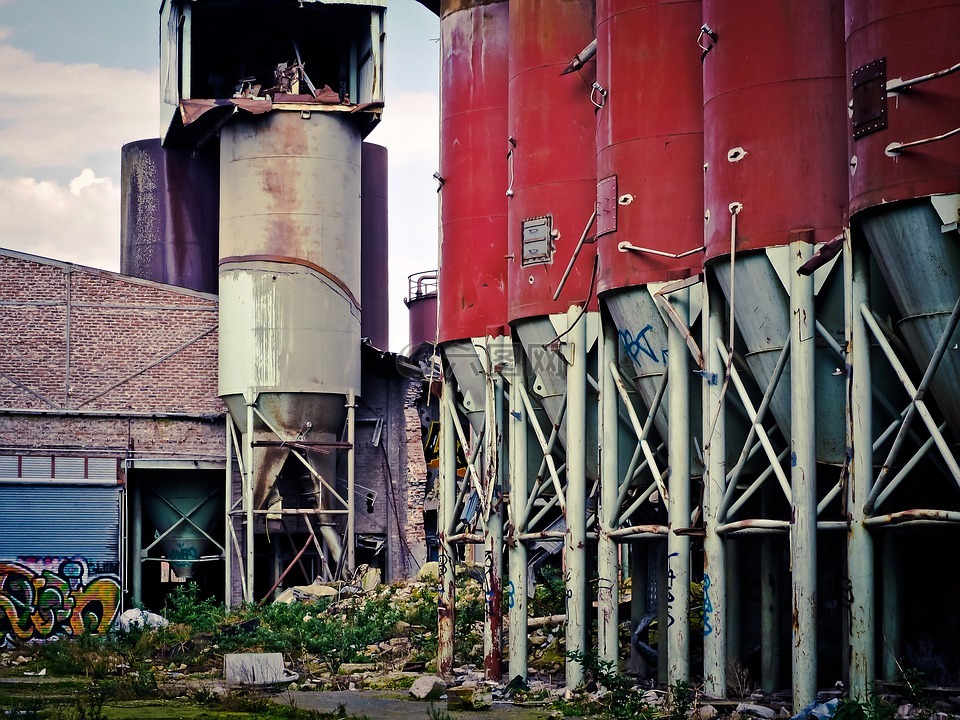 工厂,废墟,老厂