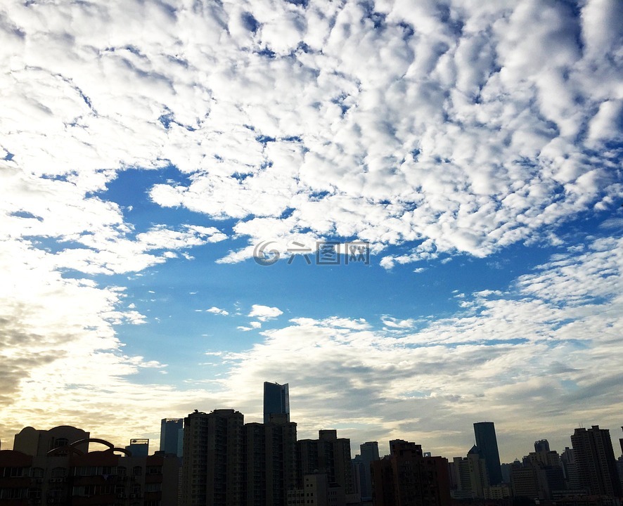 上海,早晨,天空