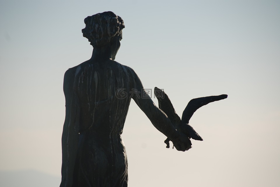 雕像,少女有了海鸥,奥帕蒂亚