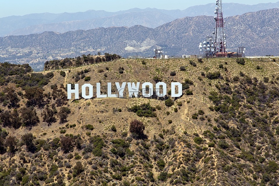 好莱坞标志,山坡上,著名