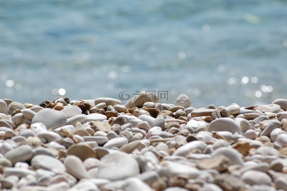 海滩,卵石,休息