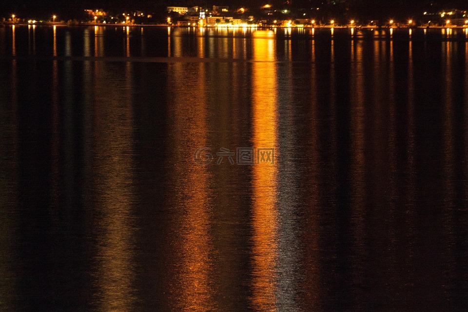 加尔达,湖,夜