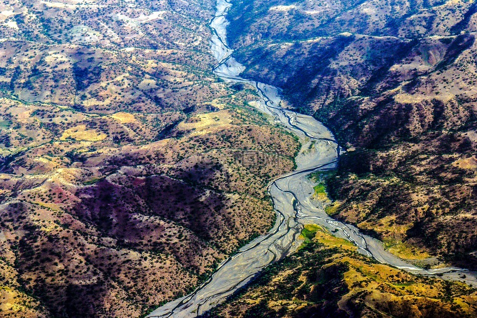 埃塞俄比亚,河道景观,鸟瞰图