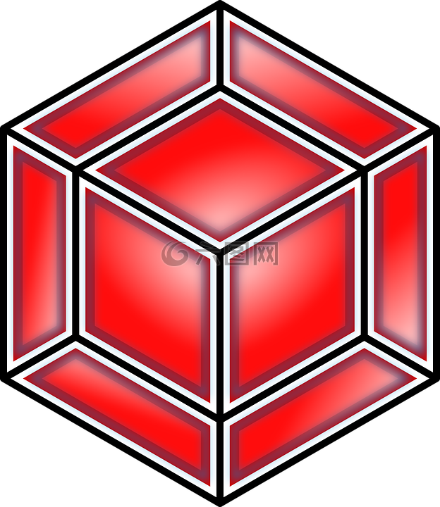 tesseract,立方体,红色