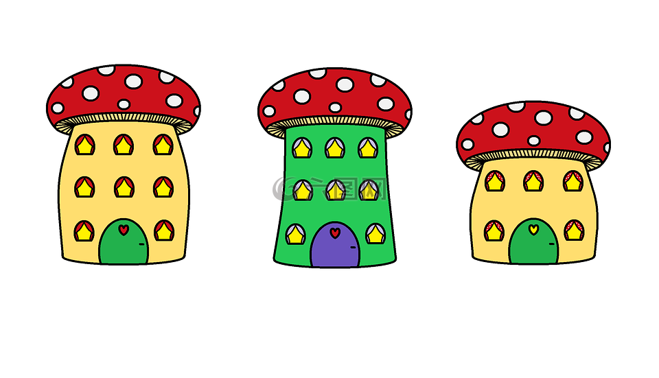 蘑菇,仙女,房子