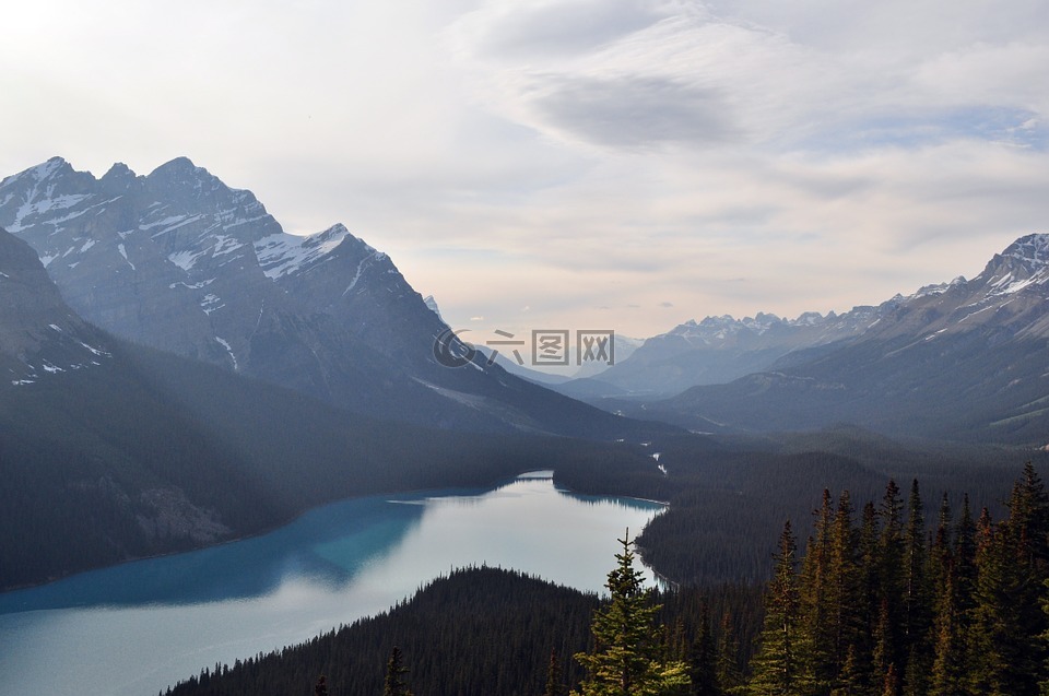 山,湖,加拿大
