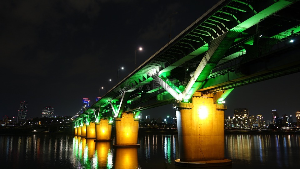 夜景,桥,汉城