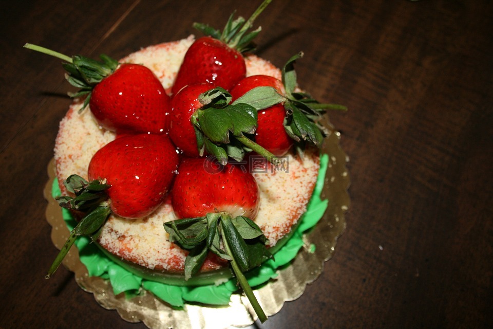 蛋糕,草莓,甜