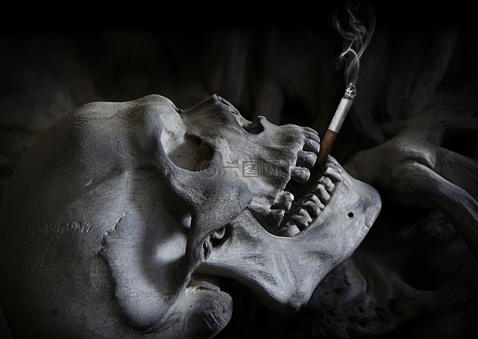 头骨,香烟,死亡