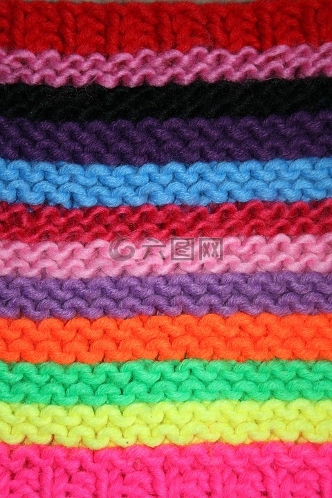 针织的面料,颜色,彩虹