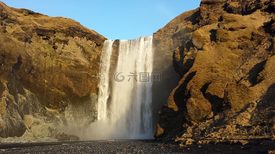 瀑布,陡崖,冰岛