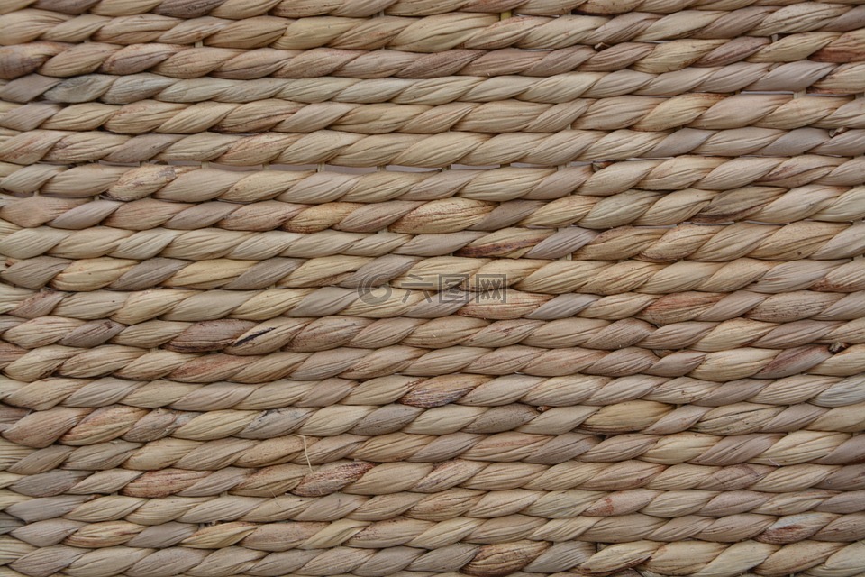 绳子编织,米黄色的绳子,购物篮