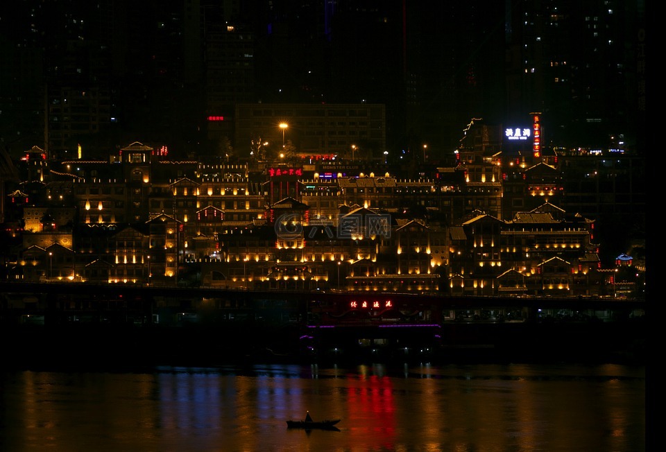 洪崖洞,夜景,城市