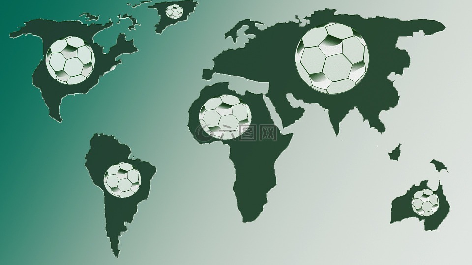 足球,世界地图,世界各地