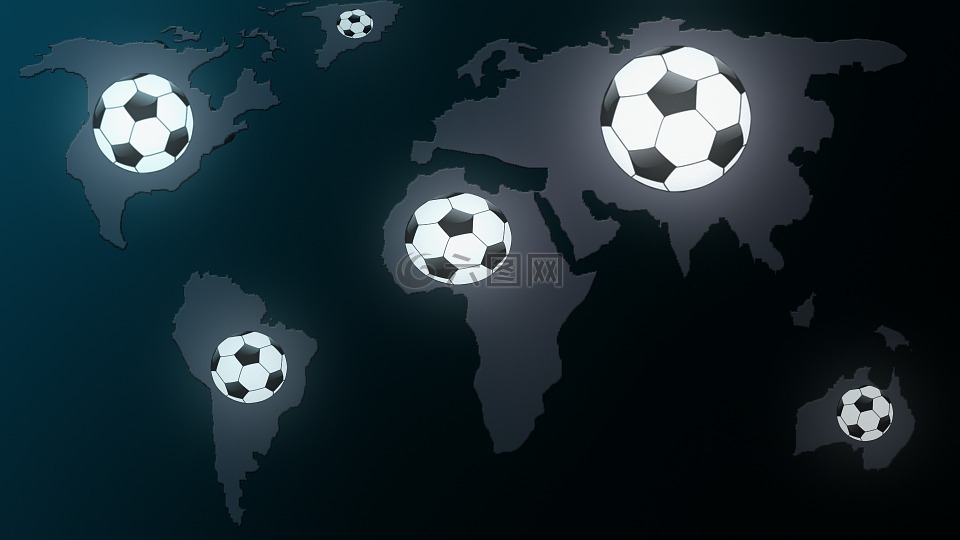 足球,世界地图,世界各地