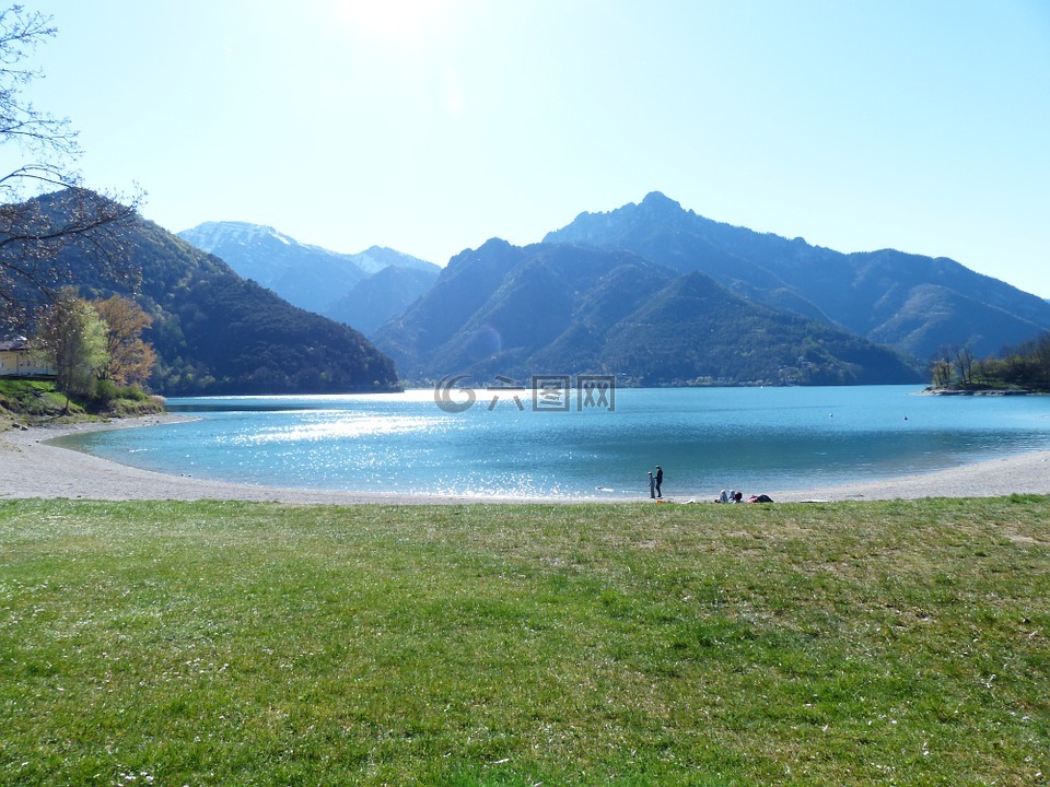 lago di ledro 湖,湖,意大利北部阿尔卑斯山
