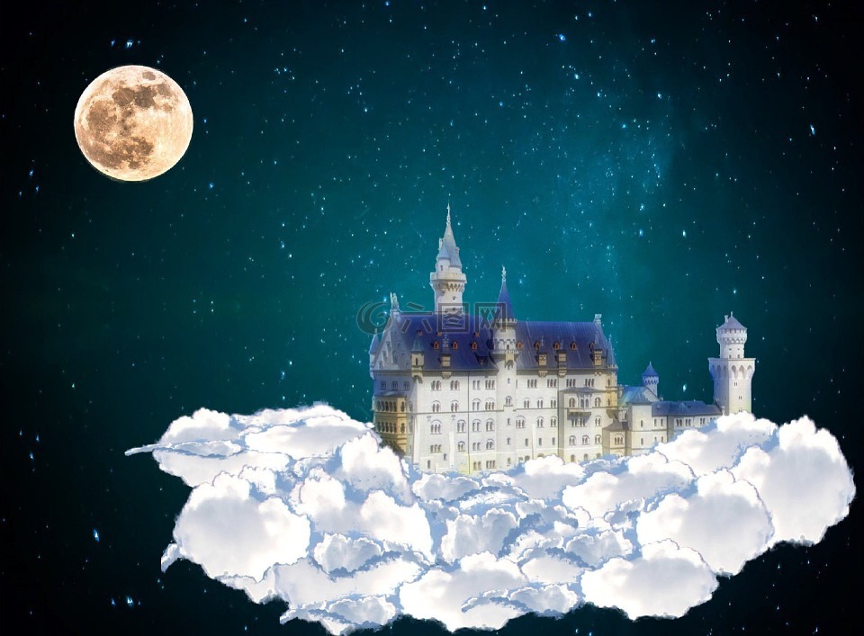 城堡,云,童话故事