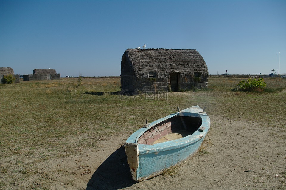 渔船,老渔夫的房子,鹅
