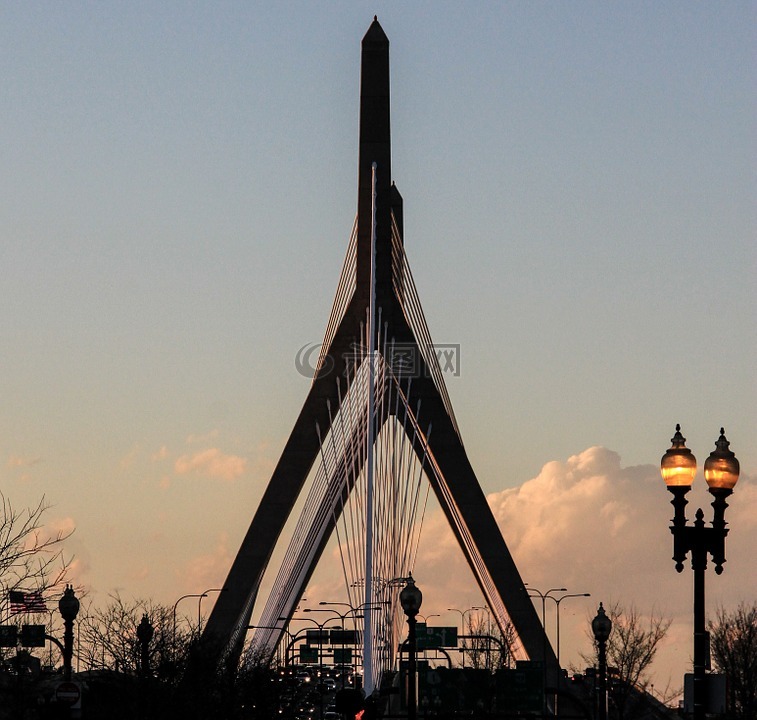 悬索桥,波士顿,桥