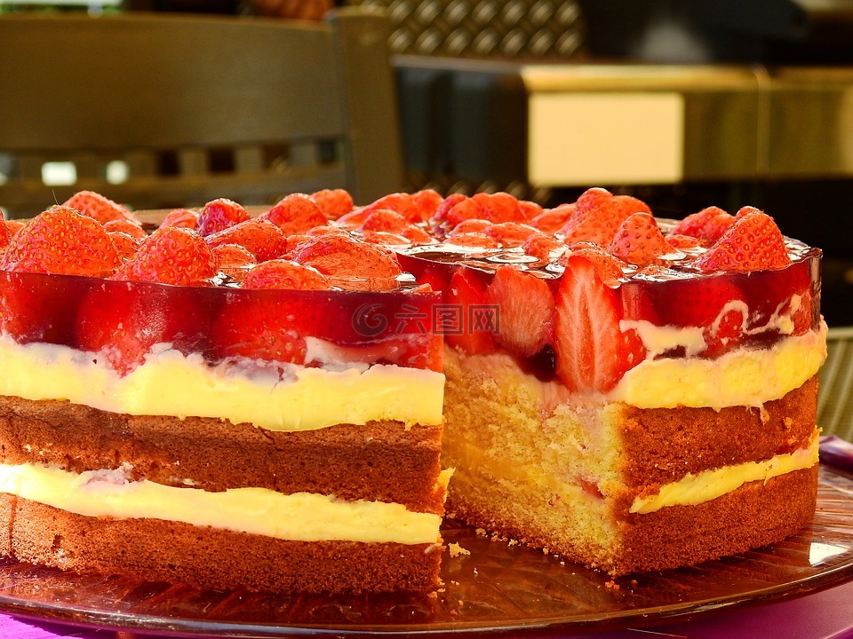 蛋糕,草莓蛋糕,美味