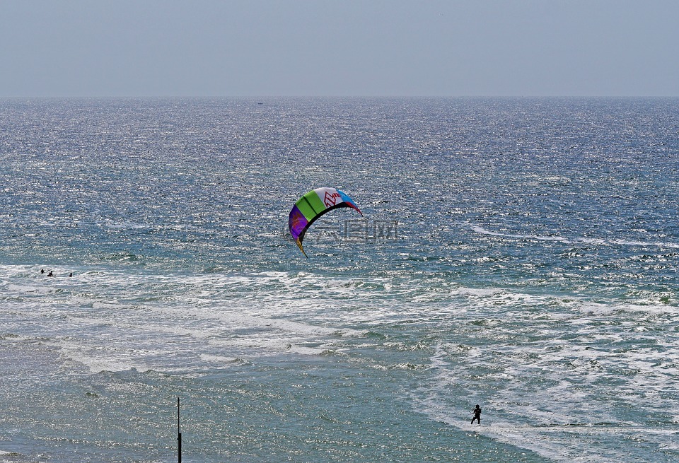 叙尔特岛,夏季,风筝冲浪