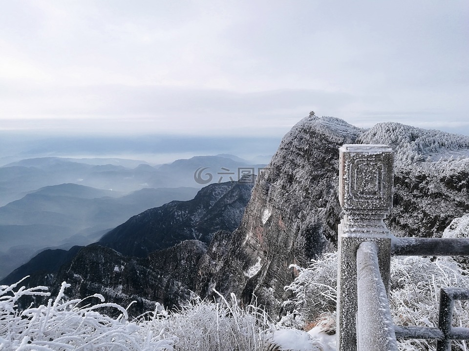 雪山,峨眉山,雪景