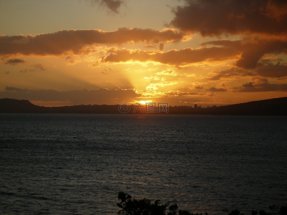 日落,夏威夷,波特洛克