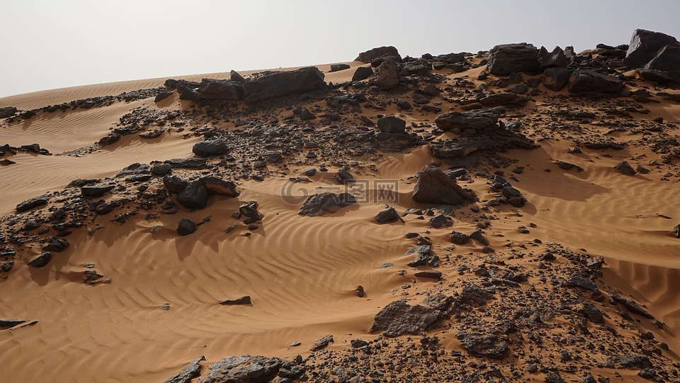 沙漠,岩,沙
