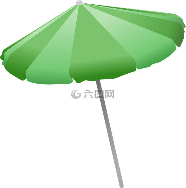 伞,绿色,海滩