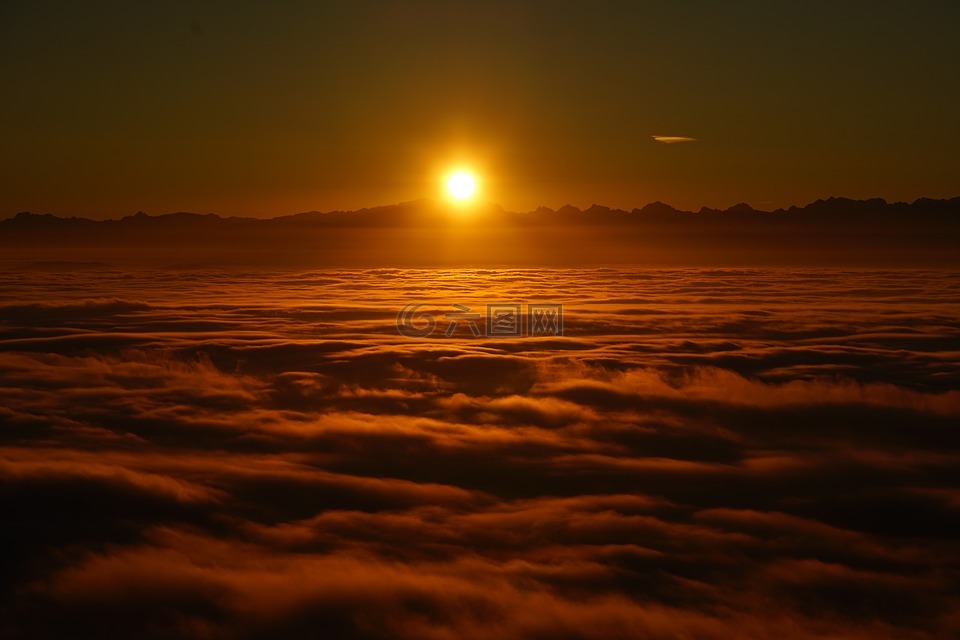 日出,塞尔瓦海洋,云