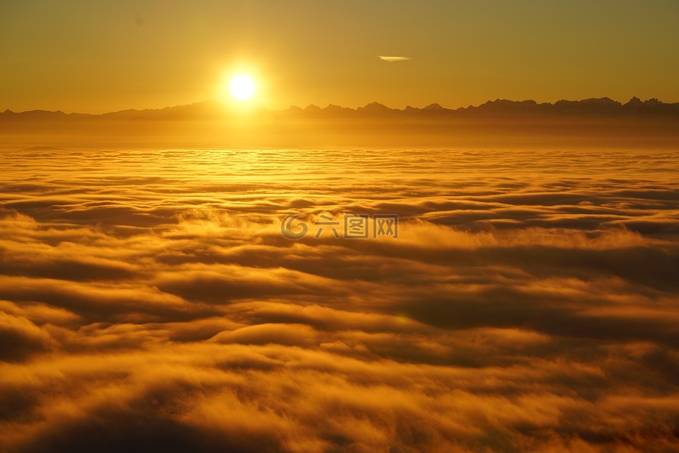 日出,塞尔瓦海洋,云