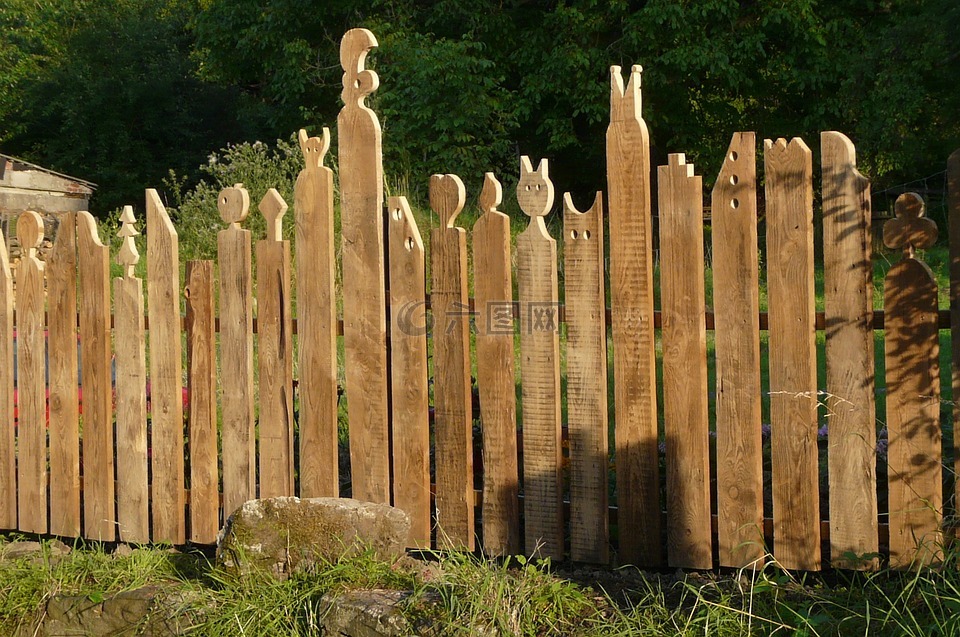 花园围墙,木栅栏,寨