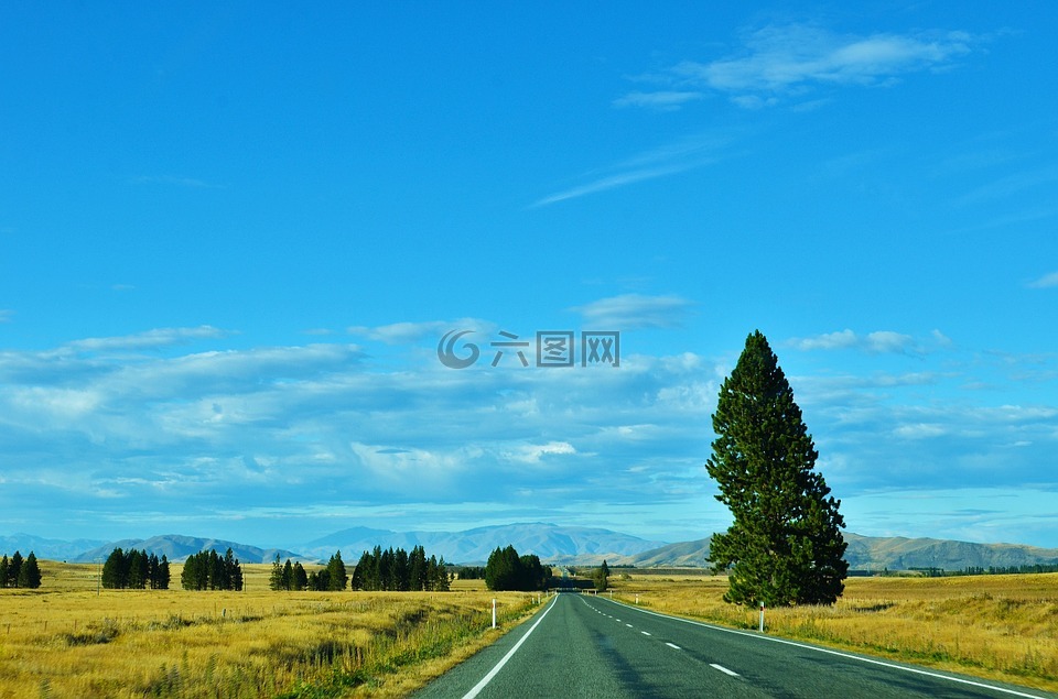 公路,风景,蓝天