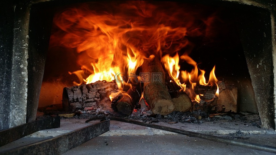 烧木头的炉子,火,厨师