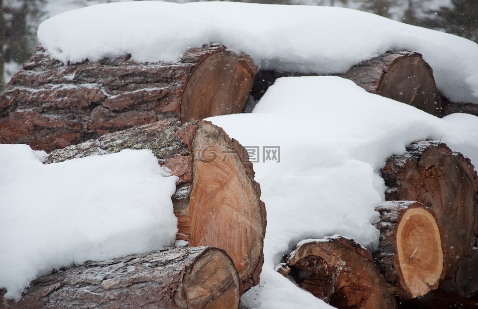 木材,雪,。