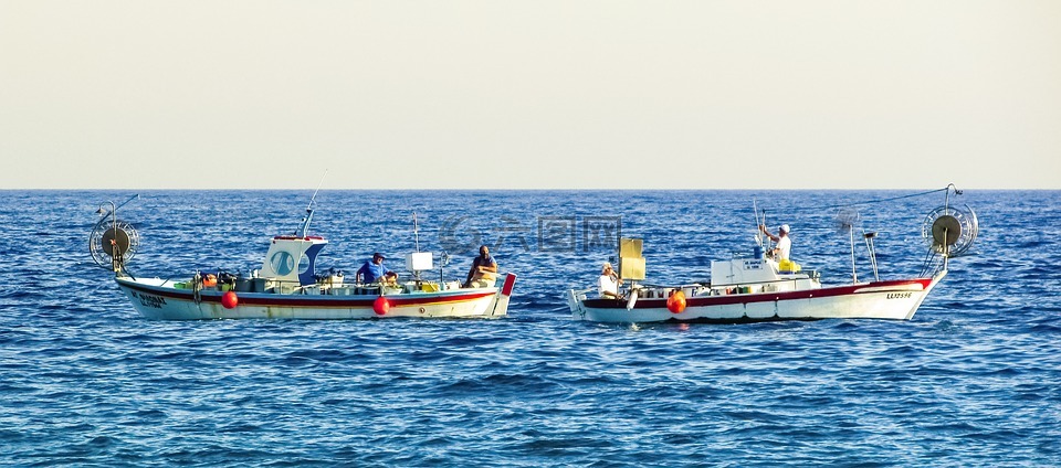 渔船,传统的,渔民