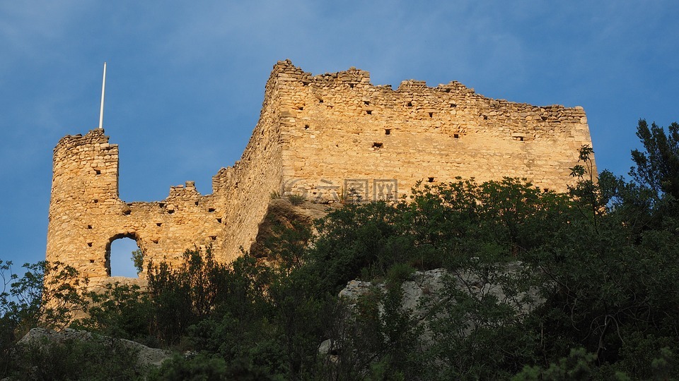废墟,菲利普德cabassolle的废墟,城堡