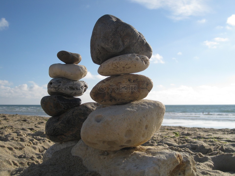 平衡,石头,堆积