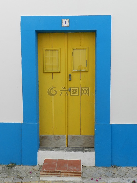 门,房子,蓝色