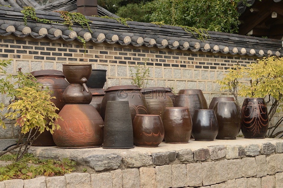 傳統,泡菜缸,韓國