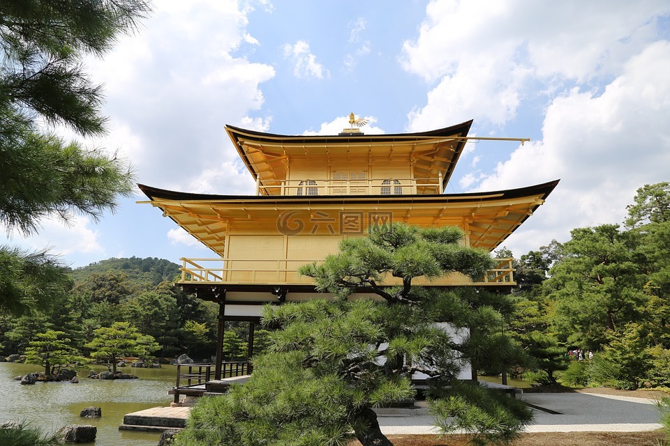 建筑,金阁寺,日本